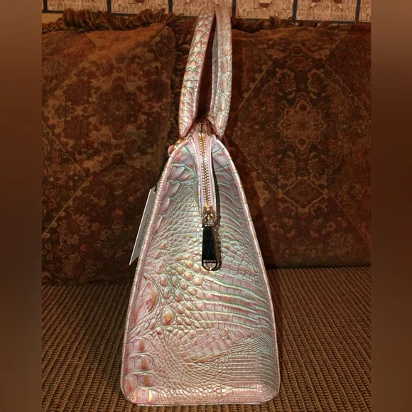 NWT-Brahmin-Caroline Satchel-Flirty Ombré Melbourne-Croc Embossed Leather-$345 - Picture 6 of 14